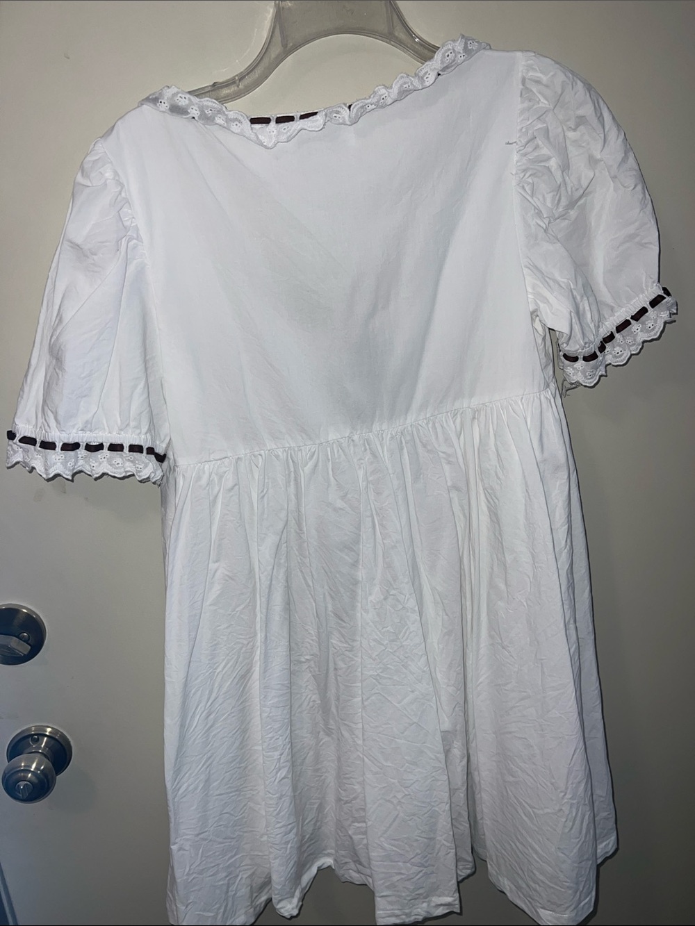 Princess Polly White Babydoll Dress with Brown Ribbon - Picture 6 of 6